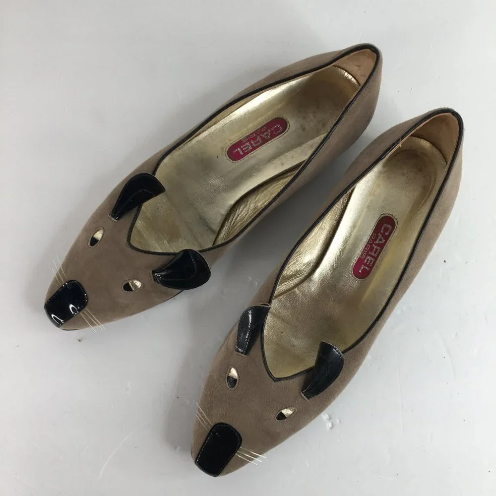 Carel Paris Mouse Tan Suede Leather Flats Size 39.5